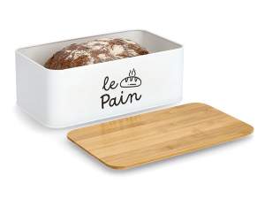 brotkasten le pain metall bambus weiss 117392