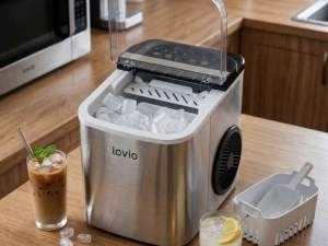 LEDOMAT, 120W, 12KG/24UR, 1.3L REZERVOAR, 2 VELIKOSTI KOCK, SAMODEJNO ČIŠČENJE, TIHO DELOVANJE, NERJAVEČE JEKLO, SREBRNI 3 4 3